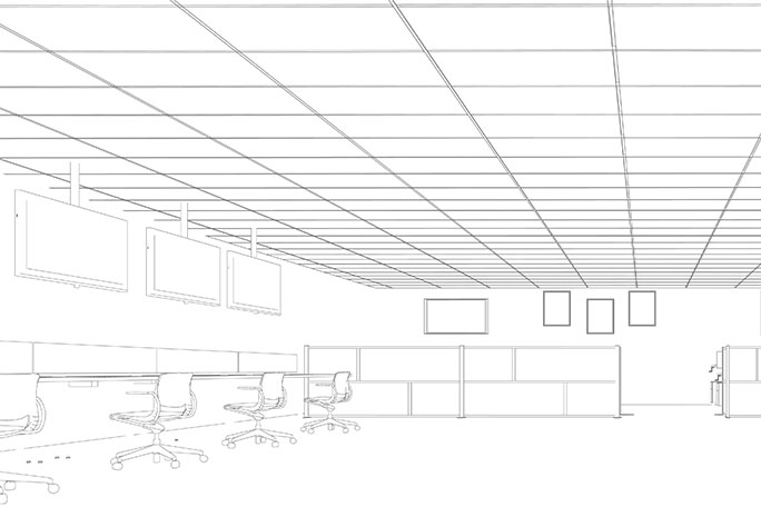 3D illustration of control room environment pre-visualisation